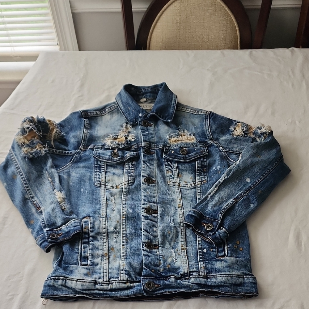 Boy's Evolution In Design Distressed Blue Denim Jacket